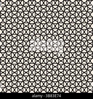 Interwined black vertical geometric lines seamless pattern on beige background. Repeating beige pattern. Stock Vector