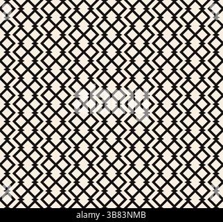 Interwined black vertical geometric rhombuses seamless pattern on beige background. Repeating beige pattern. Stock Vector