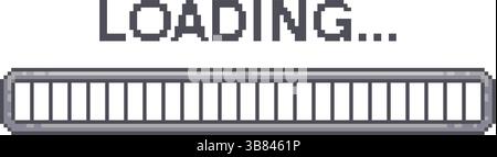 Pixel art 8-bit loading bar on white background. Isolated vector illustration Stock Vector