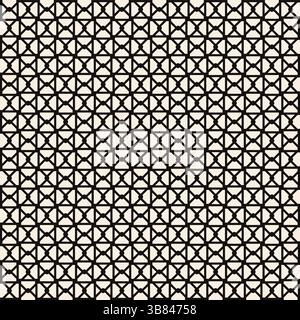 Interwined black vertical geometric lines seamless pattern on beige background. Repeating beige pattern. Stock Vector