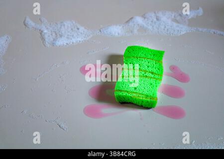 Foam sponge for washing dishes Stock Photo