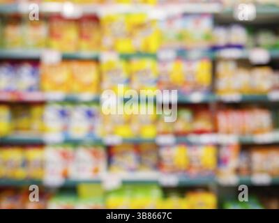 Blurred colorful supermarket products on shelves - Shampoo bottles background with shallow DOF Stock Photo