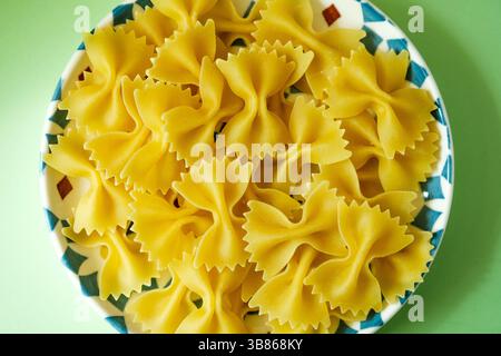 London UK, May 07 2025, Italian Farfalle Dried Pasta Food Staple Stock Photo