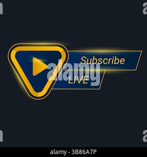 Elegant lower third banner design featuring golden accents and a modern layout, ideal for promoting subscription during live streams Stock Vector