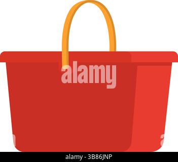 Red rectangular plastic bucket for housecleaning, isolated Stock Vector