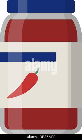 Hot chil pepper sauce in a jar isolated, spicy food concept Stock Vector
