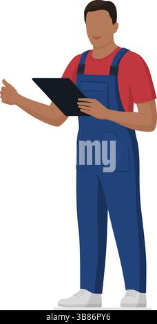 Professional technician or engineer holding a clipboard and giving a thumbs up: boiler service and inspection concept, isolated Stock Vector