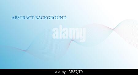 Light Abstract Wave Background – Minimal Blue Gradient Flow with Line Art on White Stock Vector