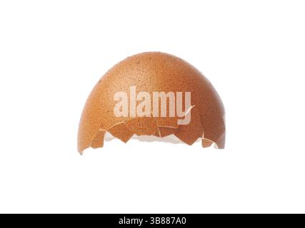 Piece of cracked eggshell isolated on white Stock Photo