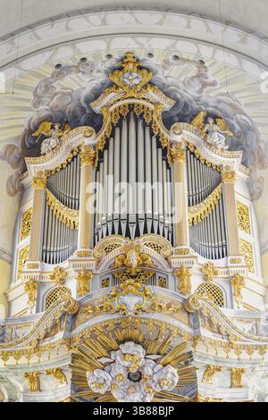 Organ of the Church of our Lady in Dresden Stock Photo
