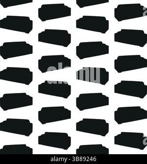 Vector seamless pattern of hand drawn sofa silhouette isolated on white background Stock Vector