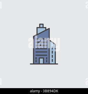 Colorful Vector Icon of a Modern Skyscraper City Building, Office Tower, and Urban Architecture Symbol Stock Vector