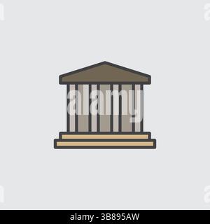 Colorful Vector Icon of a Classical Temple Ancient Architecture, History, and Culture Symbol Stock Vector