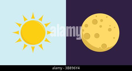 Sun and Moon Illustration A Dynamic Contrast of Day and Night in Art and Nature Stock Vector