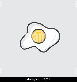 Colorful Vector Icon of a Fried Egg Breakfast Food, Protein Source, and Cooking Ingredient Symbol Stock Vector