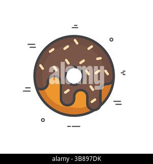 Colorful Vector Icon of a Chocolate Frosted Donut with Sprinkles Sweet Treat, Dessert, and Bakery Symbol Stock Vector