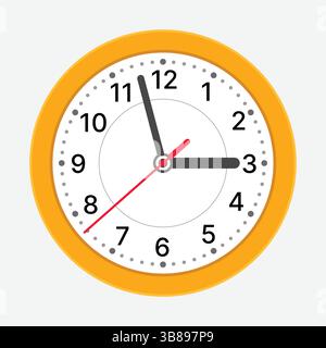 A Bright and Colorful Wall Clock Displaying the Time at Exactly 615 Hours on the Dial Stock Vector
