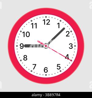 A Colorful Wall Clock Displaying the Time Precisely at Nine OClock in the Morning Stock Vector