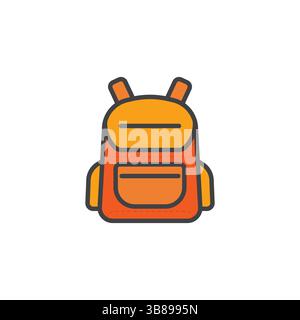Colorful Vector Icon of a Backpack School Bag, Travel Rucksack, and Outdoor Gear Symbol Stock Vector