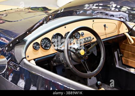 Steering wheel and custom car dashboard Stock Photo