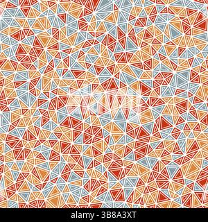 Mosaic triangles shapes background. Tiny triangles size. Solid shapes in frames. Multiple colors style. Repeatable pattern. Creative vector tiles. Stock Vector