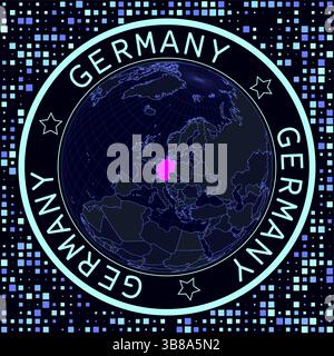 Germany on globe vector. Futuristic satellite view of the world centered on Germany. Stock Vector