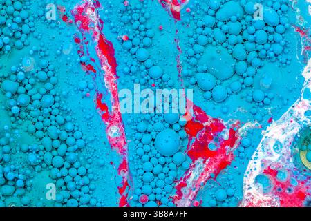 Multicolored texture made with paint, drops and bubbles, perfect for backgrounds and graphic resources. Stock Photo