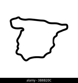 Simple outline map of Spain with capital location. Stylized minimal ...