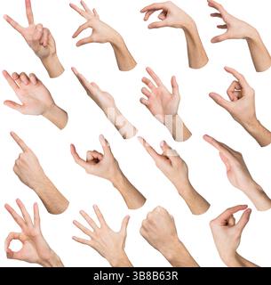 Set of white male hands showing symbols Stock Photo