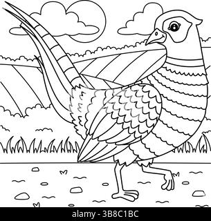 Common Pheasant Bird Coloring Page for Kids Stock Vector Image & Art ...