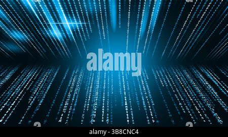 Cyberspace with streams of digital code on black background Stock Photo