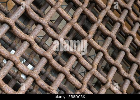Close Up of Rusty Iron Grate Texture Stock Photo