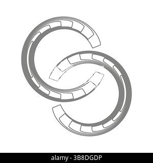 Futuristic ring shapes. Tech curved segments. Vector circular lines. Black abstract geometry. Stock Vector