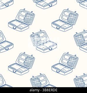 Pattern of open suitcases on a light background for travel-themed design decoration Stock Vector