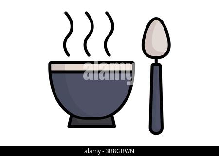 Food icon. colored outline icon style. icon related to served food. catering elements vector illustration Stock Vector