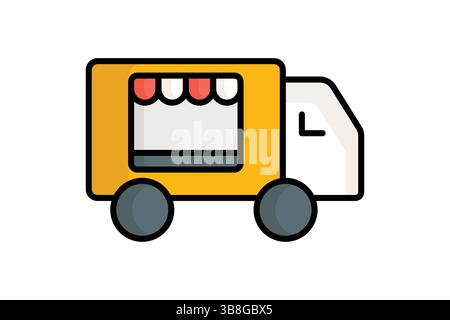 Food truck icon. colored outline icon style. icon related to catering services bringing food. catering elements vector illustration Stock Vector