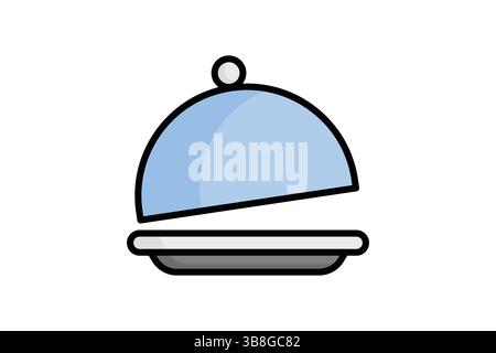 Dish icon. colored outline icon style. icon related to food. catering elements vector illustration Stock Vector