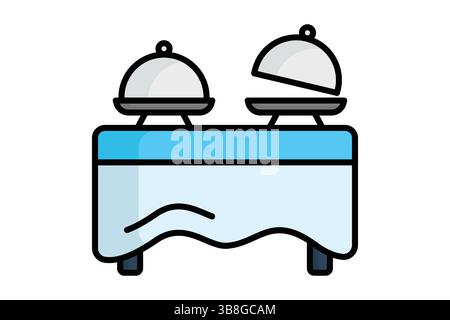 Buffet icon. colored outline icon style. icon related to service food arrangements. catering elements vector illustration Stock Vector