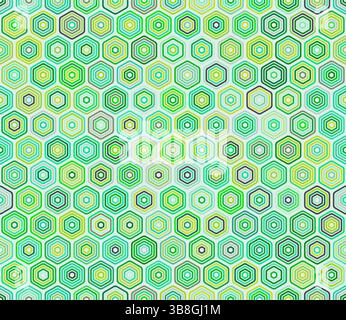 Geometric pattern. Bold rounded stacked hexagons mosaic pattern. Hexagon pattern. Multiple tones color palette. Seamless pattern. Stock Vector