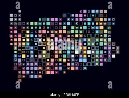 Square dots pattern map of Pennsylvania. Dotted pixel map with flag ...