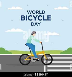 world bicycle day illustration in flat design style Stock Vector