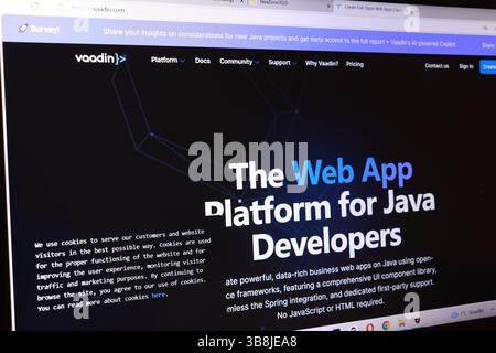 Web app platform for java developers on vaadin website interface. Stock Photo