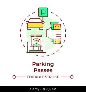 Parking passes multi color concept icon Stock Vector