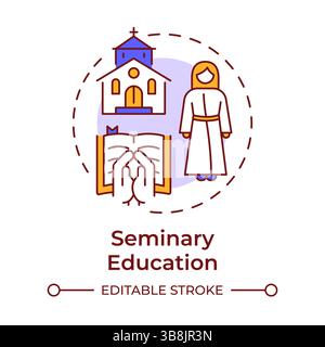 Seminary education multi color concept icon Stock Vector