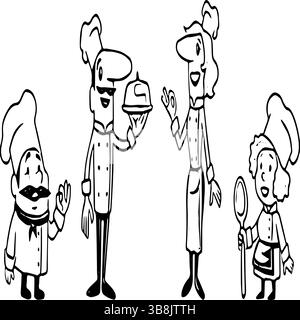 Vector Illustration of Professional Chefs – Culinary Experts in Action Stock Vector