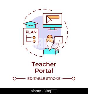 Teacher portal multi color concept icon Stock Vector