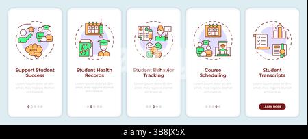 Student information system onboarding mobile app screen Stock Vector