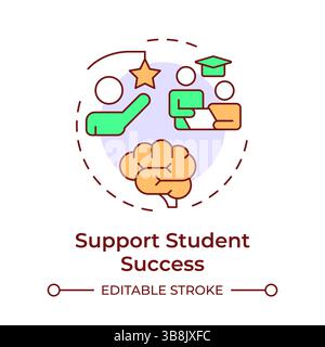 Support student success multi color concept icon Stock Vector