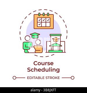 Course scheduling multi color concept icon Stock Vector