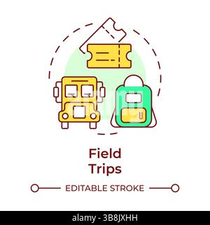 Field trips multi color concept icon Stock Vector